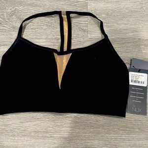 Nux Black Double Sports Bra with sheer panel